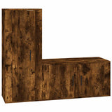 2 Piece TV Cabinet Set Smoked Oak Engineered Wood - Front View