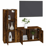 2 Piece TV Cabinet Set Smoked Oak Engineered Wood - Side View