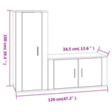 2 Piece TV Cabinet Set Smoked Oak Engineered Wood - Close-Up Angle