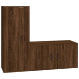 2 Piece TV Cabinet Set Brown Oak Engineered Wood - Front View