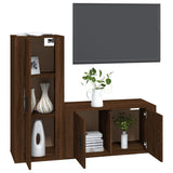 2 Piece TV Cabinet Set Brown Oak Engineered Wood - Side View