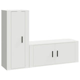 2 Piece TV Cabinet Set White Engineered Wood - Front View