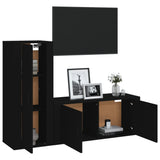 2 Piece TV Cabinet Set Black Engineered Wood