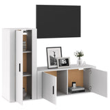 2 Piece TV Cabinet Set High Gloss White Engineered Wood