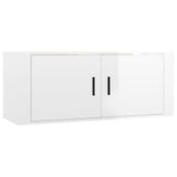 2 Piece TV Cabinet Set High Gloss White Engineered Wood - Top-Down View