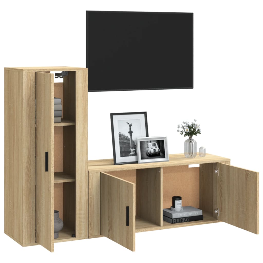 2 Piece TV Cabinet Set Sonoma Oak Engineered Wood