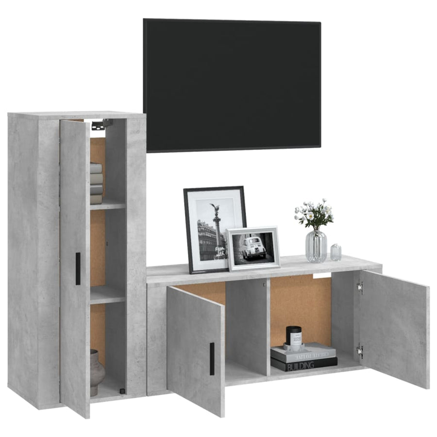 2 Piece TV Cabinet Set Concrete Grey Engineered Wood