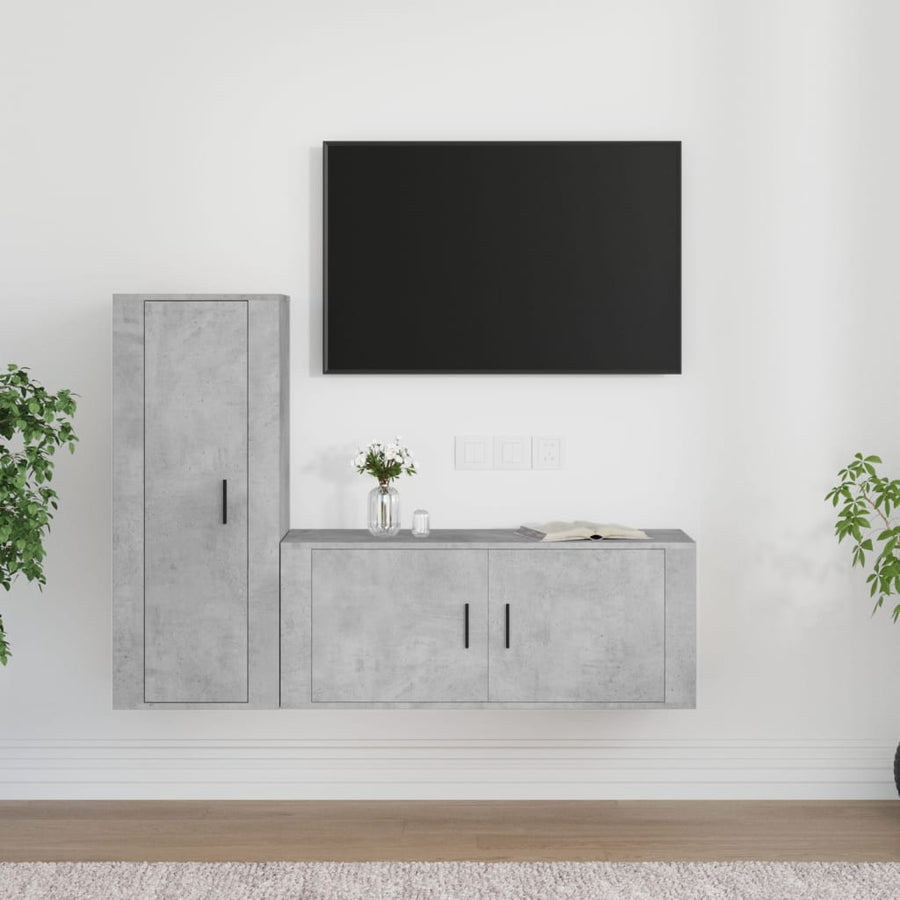 2 Piece TV Cabinet Set Concrete Grey Engineered Wood
