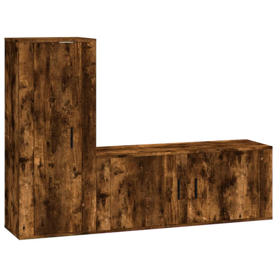 2 Piece TV Cabinet Set Smoked Oak Engineered Wood