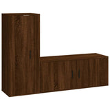 2 Piece TV Cabinet Set Brown Oak Engineered Wood - Front View