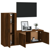 2 Piece TV Cabinet Set Brown Oak Engineered Wood