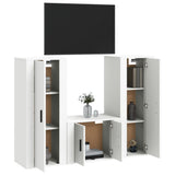 3 Piece TV Cabinet Set White Engineered Wood