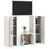 3 Piece TV Cabinet Set White Engineered Wood - Side View