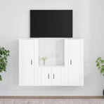 3 Piece TV Cabinet Set White Engineered Wood
