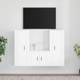 3 Piece TV Cabinet Set White Engineered Wood