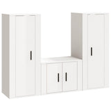 3 Piece TV Cabinet Set High Gloss White Engineered Wood - Front View