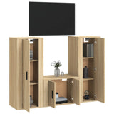 3 Piece TV Cabinet Set Sonoma Oak Engineered Wood - Side View