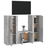 3 Piece TV Cabinet Set Concrete Grey Engineered Wood - Side View