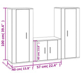 3 Piece TV Cabinet Set Concrete Grey Engineered Wood - Close-Up Angle