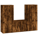 3 Piece TV Cabinet Set Smoked Oak Engineered Wood
