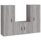 3 Piece TV Cabinet Set Grey Sonoma Engineered Wood - Front View