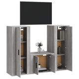 3 Piece TV Cabinet Set Grey Sonoma Engineered Wood - Side View