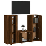 3 Piece TV Cabinet Set Brown Oak Engineered Wood - Side View