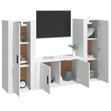 3 Piece TV Cabinet Set White Engineered Wood - Side View