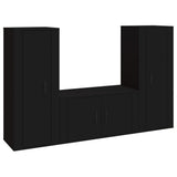 3 Piece TV Cabinet Set Black Engineered Wood