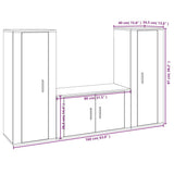 3 Piece TV Cabinet Set Black Engineered Wood