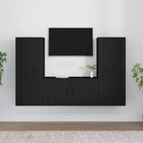 3 Piece TV Cabinet Set Black Engineered Wood