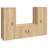 3 Piece TV Cabinet Set Sonoma Oak Engineered Wood - Front View