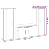 3 Piece TV Cabinet Set Concrete Grey Engineered Wood - Close-Up Angle