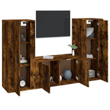 3 Piece TV Cabinet Set Smoked Oak Engineered Wood - Side View