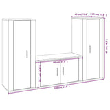 3 Piece TV Cabinet Set Brown Oak Engineered Wood - Close-Up Angle
