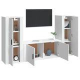 3 Piece TV Cabinet Set White Engineered Wood - Side View