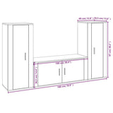 3 Piece TV Cabinet Set Black Engineered Wood - Close-Up Angle