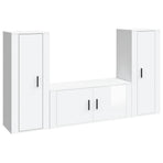 3 Piece TV Cabinet Set High Gloss White Engineered Wood