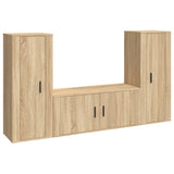 3 Piece TV Cabinet Set Sonoma Oak Engineered Wood - Front View