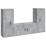 3 Piece TV Cabinet Set Concrete Grey Engineered Wood - Front View