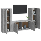 3 Piece TV Cabinet Set Concrete Grey Engineered Wood - Side View