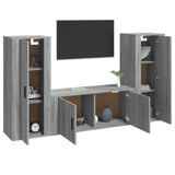 3 Piece TV Cabinet Set Grey Sonoma Engineered Wood - Side View