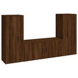 3 Piece TV Cabinet Set Brown Oak Engineered Wood - Front View
