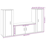 3 Piece TV Cabinet Set Brown Oak Engineered Wood - Close-Up Angle