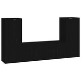 4 Piece TV Cabinet Set Black Engineered Wood