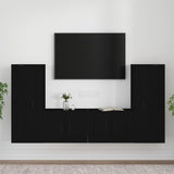 4 Piece TV Cabinet Set Black Engineered Wood