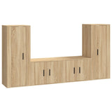 4 Piece TV Cabinet Set Sonoma Oak Engineered Wood - Front View