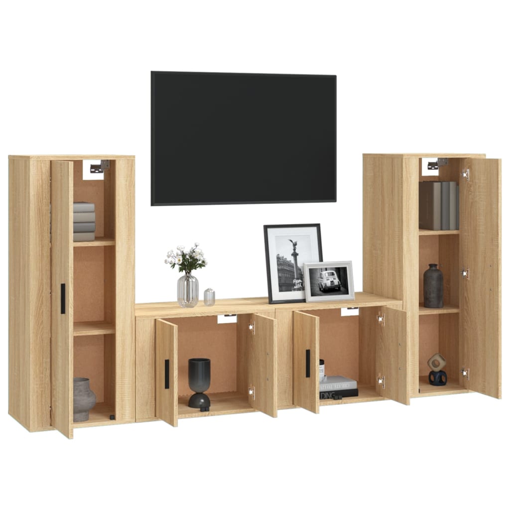 4 Piece TV Cabinet Set Sonoma Oak Engineered Wood
