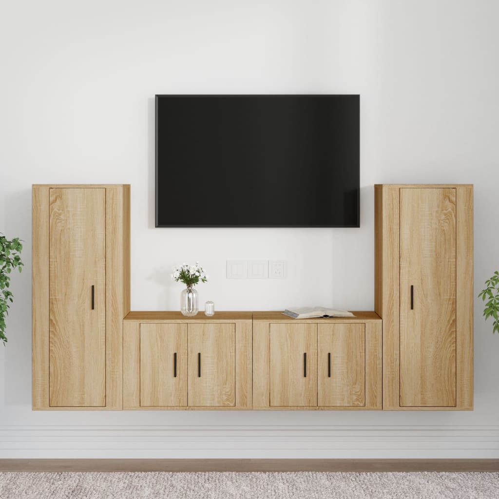 4 Piece TV Cabinet Set Sonoma Oak Engineered Wood