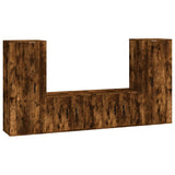 4 Piece TV Cabinet Set Smoked Oak Engineered Wood - Front View